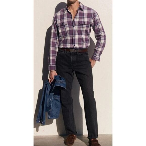 AYR Button Down Shirt Size L NEW The Captain NEW Mens Madras Purple Rain - Picture 3 of 14